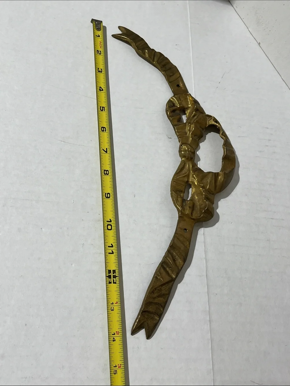 VTG Brass Ribbon Bow Swag Draping Wall Hanging Accent Decor 14.25”x4”